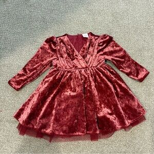 Elegant Velvet Kids Dress in Rich Burgundy